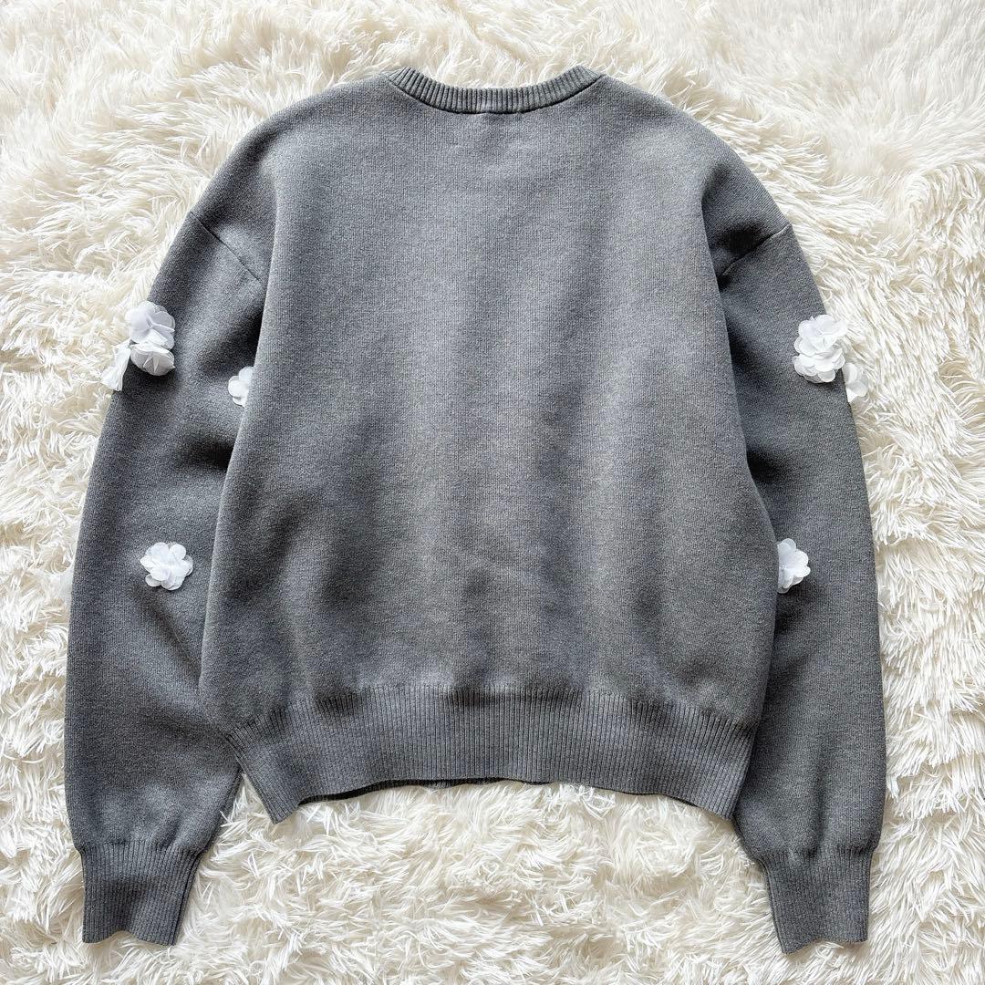UNITED ARROWS✨3D フラワーモチーフ ロングスリーブニット　グレー