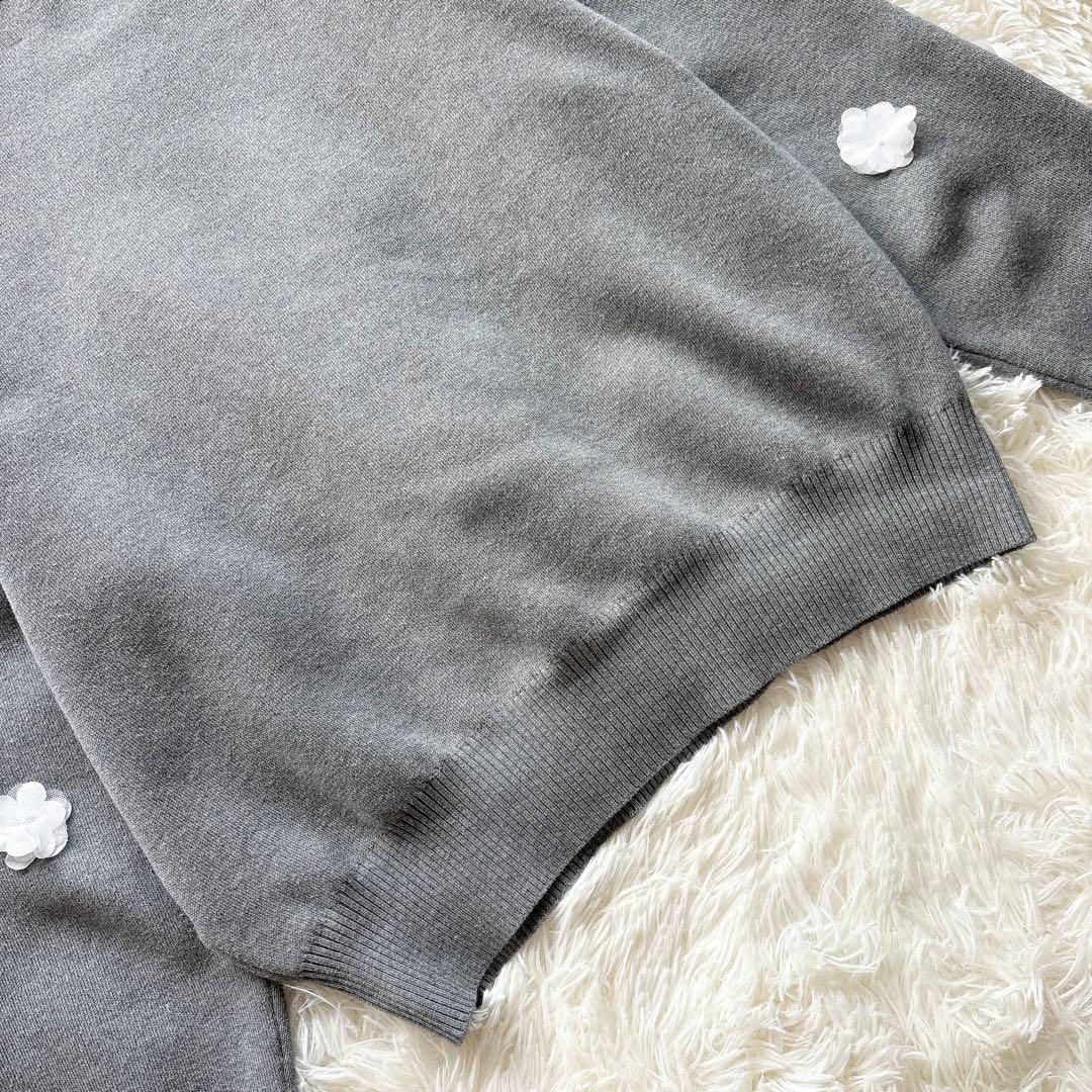 UNITED ARROWS✨3D フラワーモチーフ ロングスリーブニット　グレー