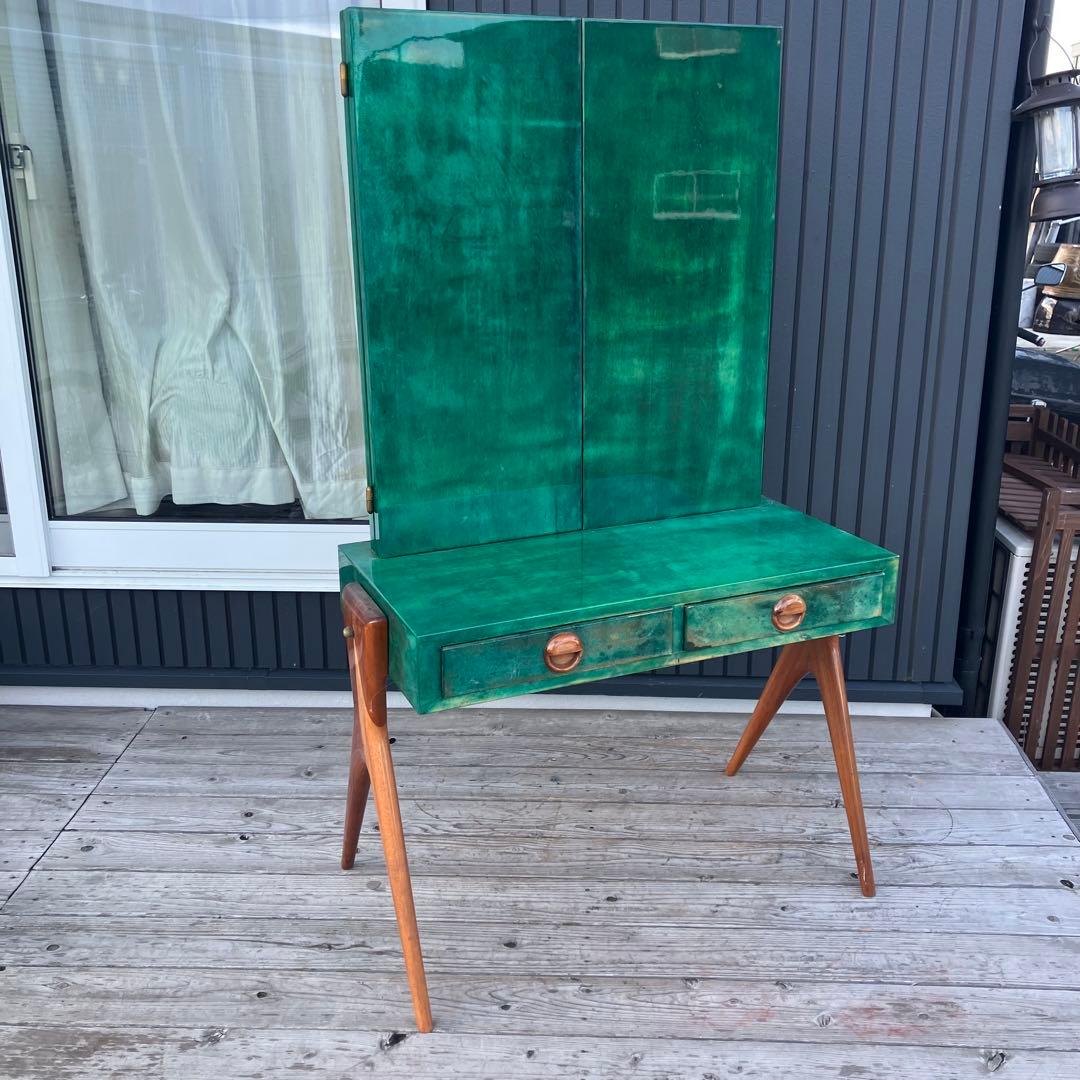 フランス家具 三面鏡 木製ドレッサー スツールセット 鏡台 引き出し収納 古家具