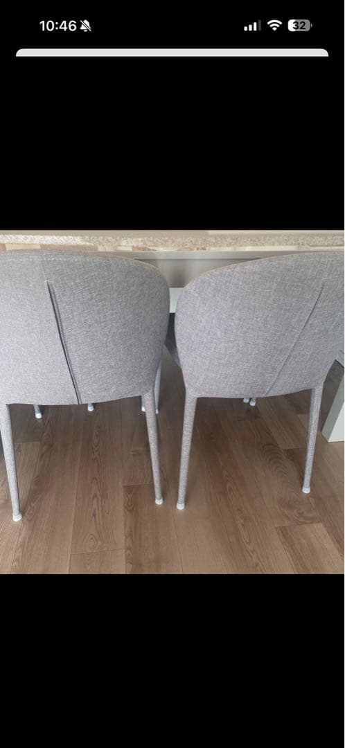 グレー 丸い背もたれ ダイニングチェア1脚③