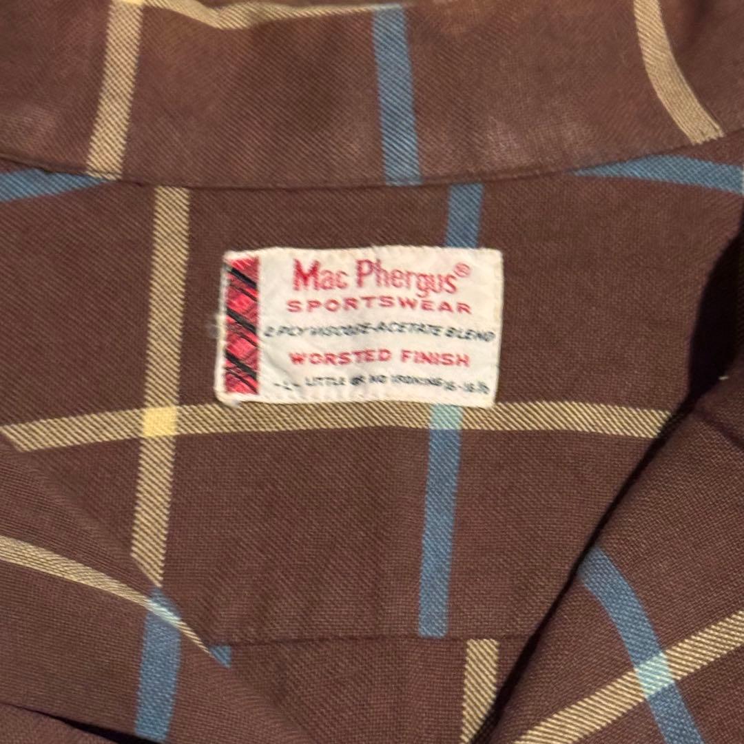 50s 60s Mac Phergus レーヨンシャツ　ビッグサイズ　茶