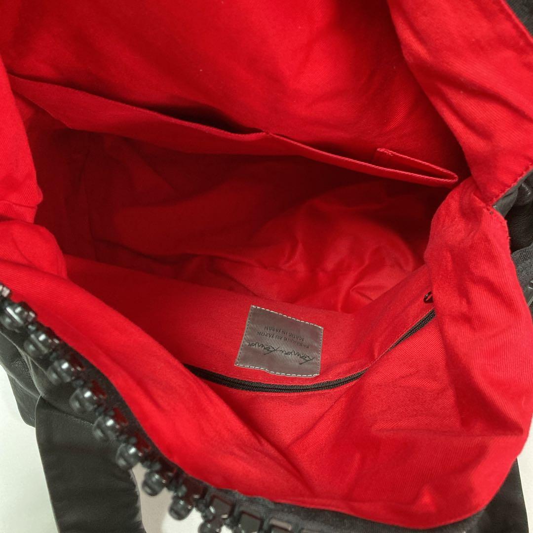 【美品】kawa-kawa カワカワ ボストン レザー ビッグファスナー BK