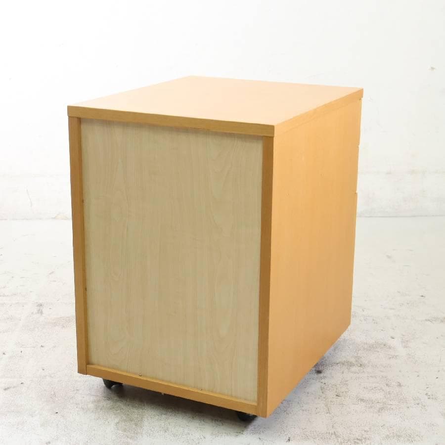 無印良品 廃番 3段 ビーチキャビネット デスクワゴン ブナ材 キャスター付き