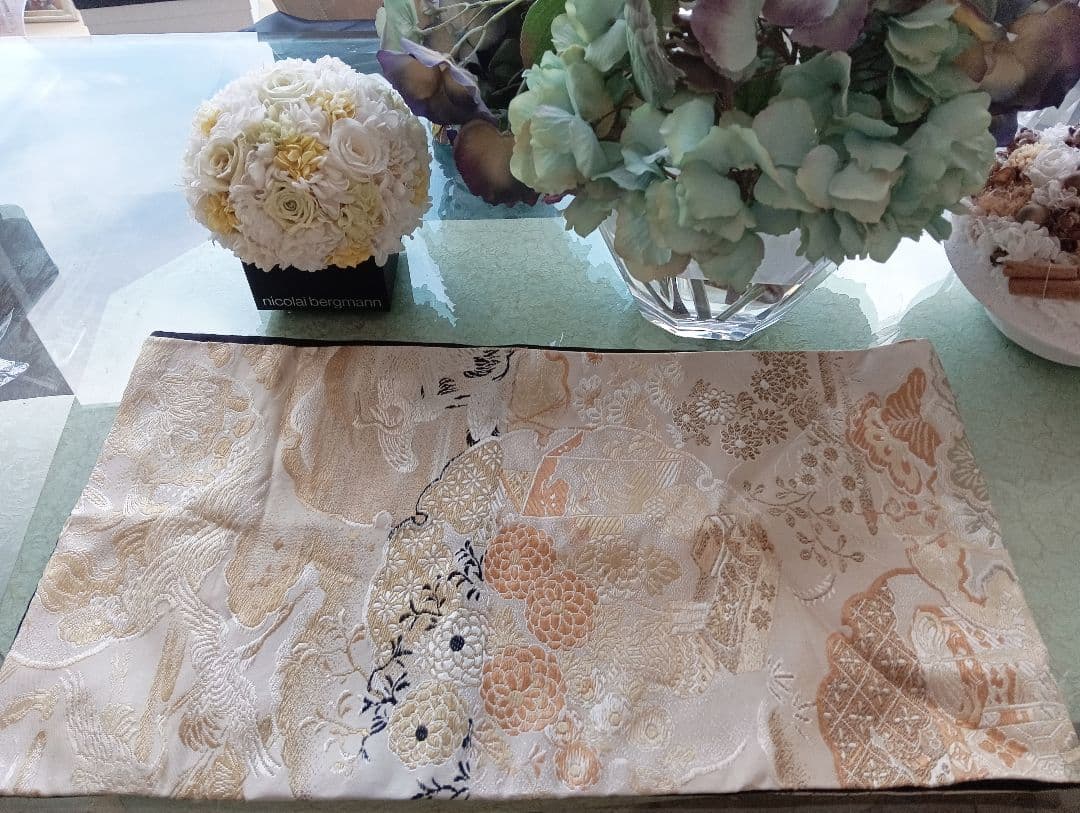 刺繍　織物　テーブルセンター　和風　西陣織　正月