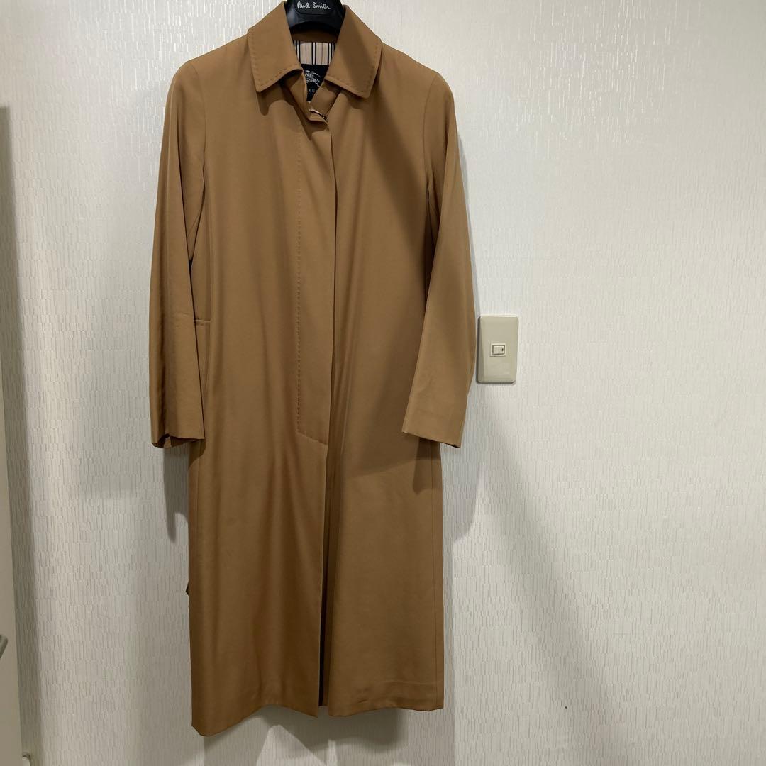 バーバリベージュ ロングコート ウエストベルト付き