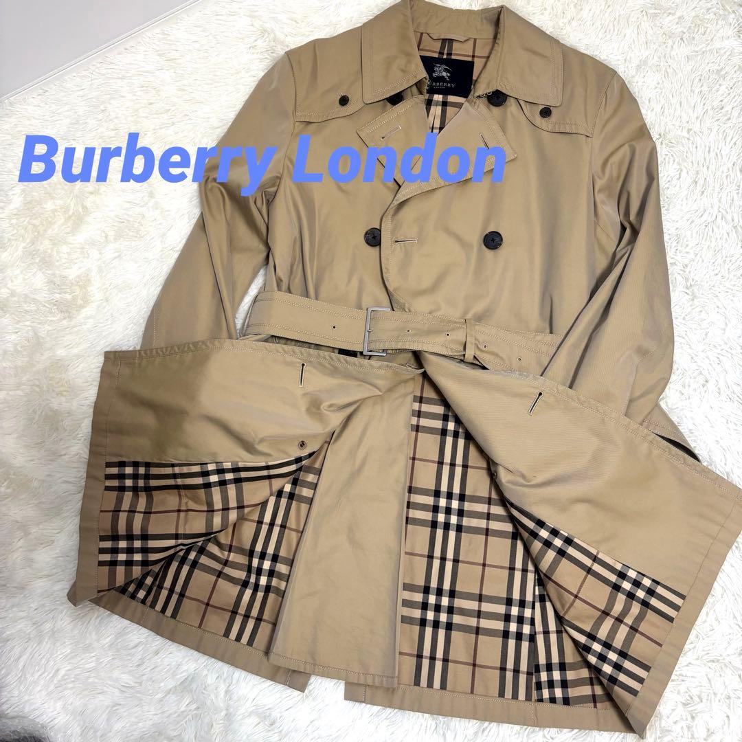 バーバリーロンドン　ダブルブレスト トレンチコート　ノバチェック　サイズL