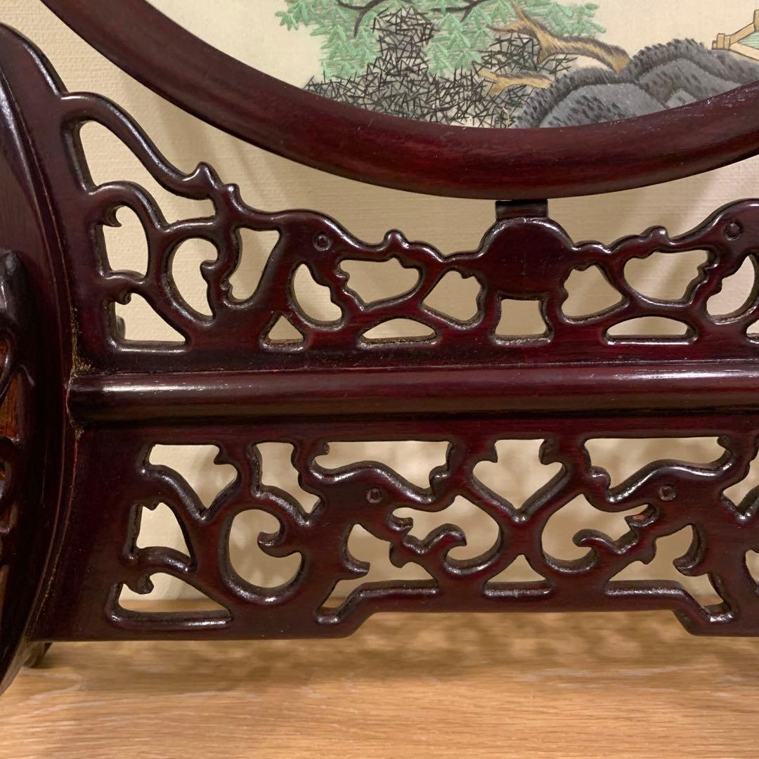 アンティーク　中国　刺繍　風景