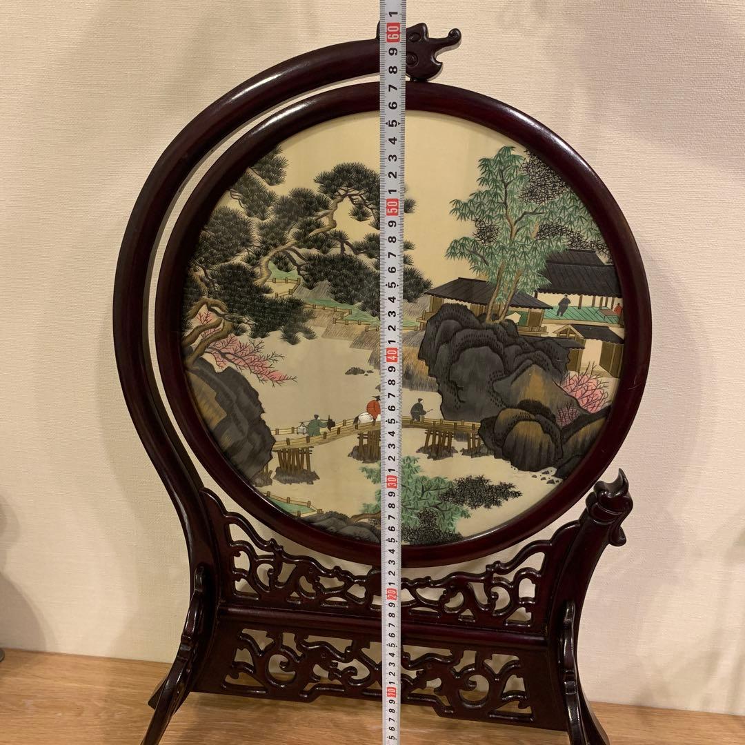 アンティーク　中国　刺繍　風景