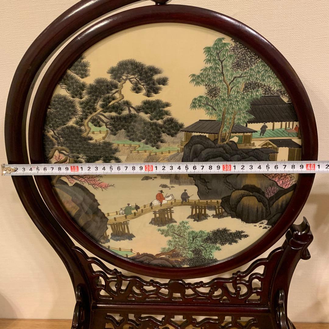 アンティーク　中国　刺繍　風景