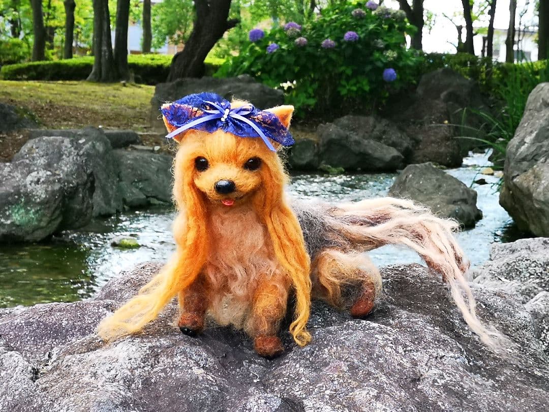 羊毛フェルト等身大ヨークシャーテリア