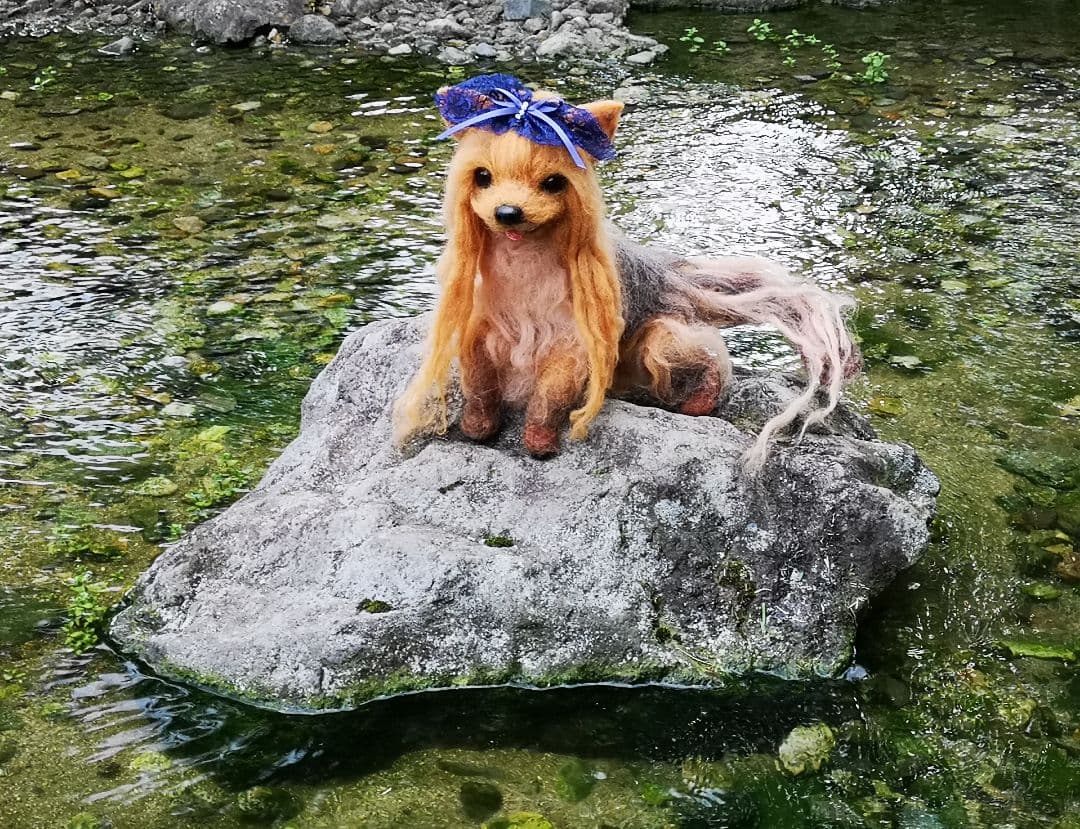 羊毛フェルト等身大ヨークシャーテリア