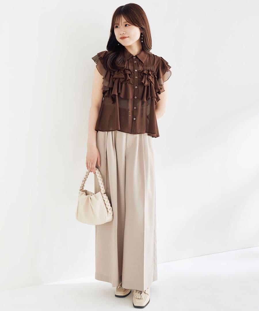 即完　ココディール　新品タグ付　フリルシャツブラウス　25AW