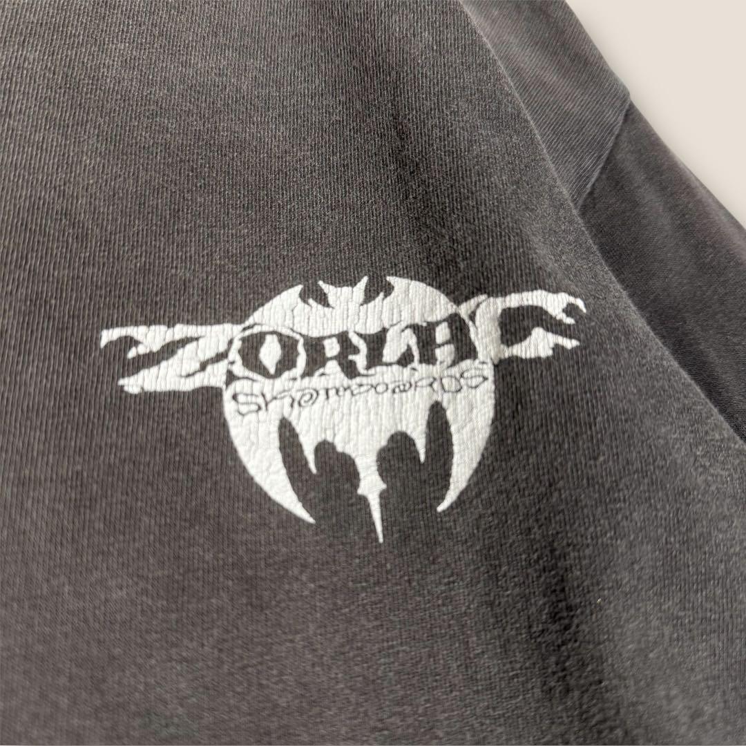 【スケート】90s〜00s タグ無 ZORLAC ロゴ ロンT M相当 黒