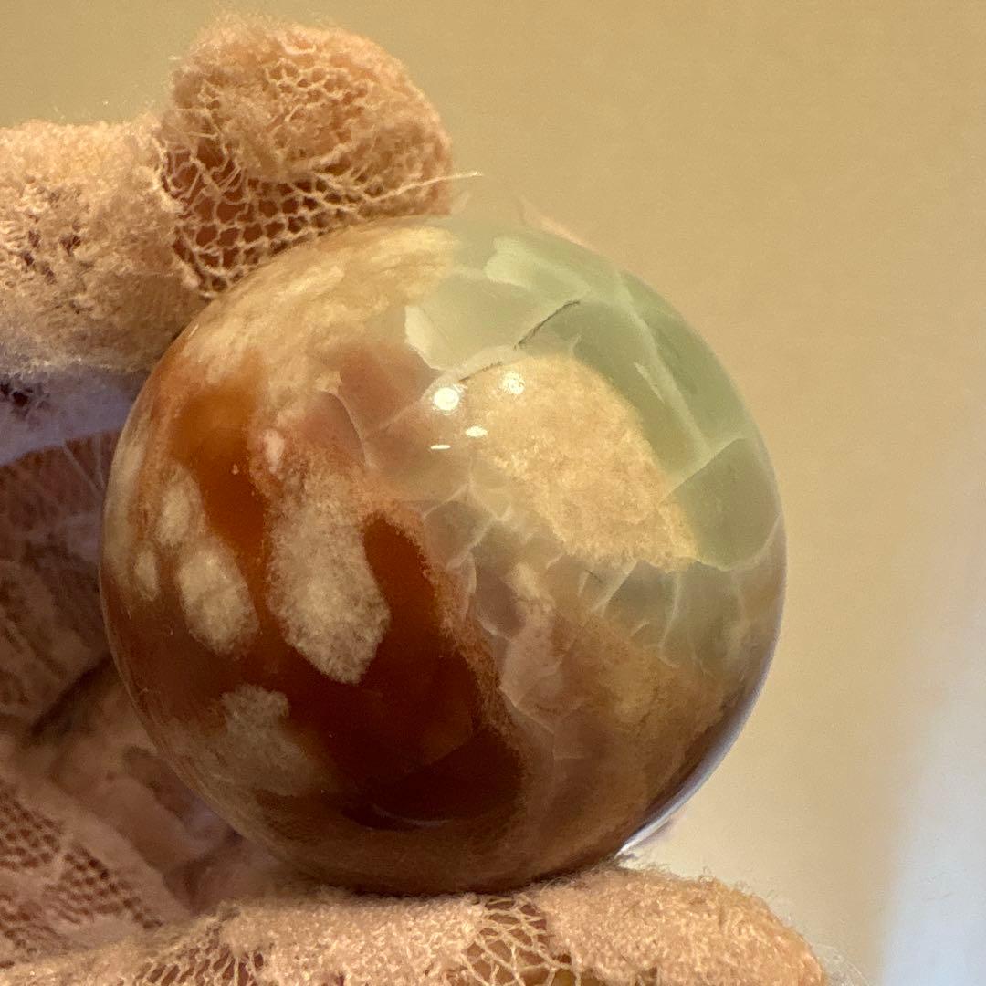 Ruby様 レア♡高品質グリーン桜瑪瑙♡ピンク桜瑪瑙スフィアNo.1723