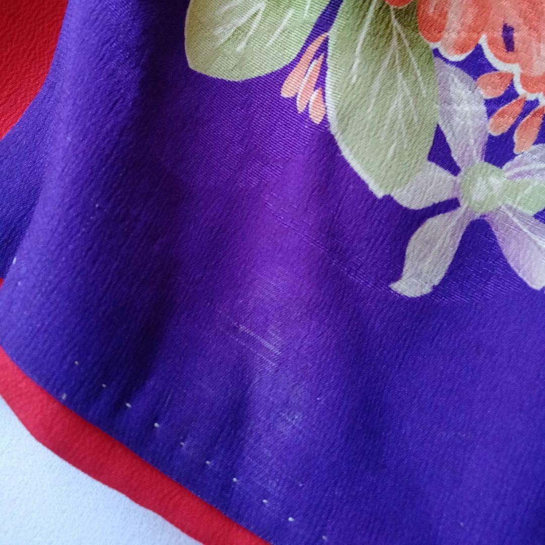 3歳　七五三　女の子　着物　アンティーク　正絹　希少　紫　パープル　青紫　錦紗