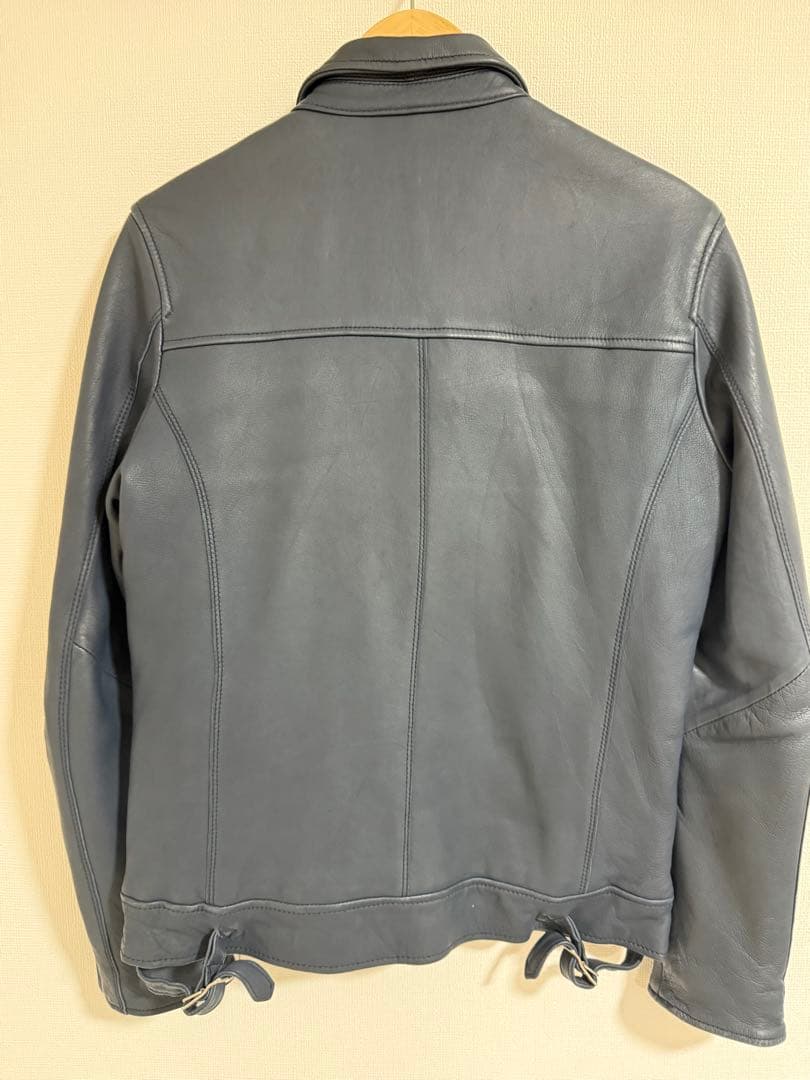 2*M様 NANO-UNIVERSE シングルライダース　ネイビー　ラムレザー