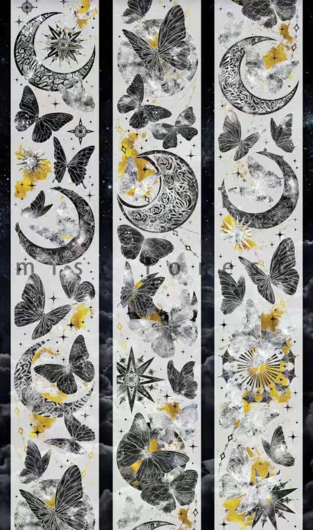 巻売 422★ 海外 マスキングテープ マステ PET 装飾 月 蝶 贝壳光