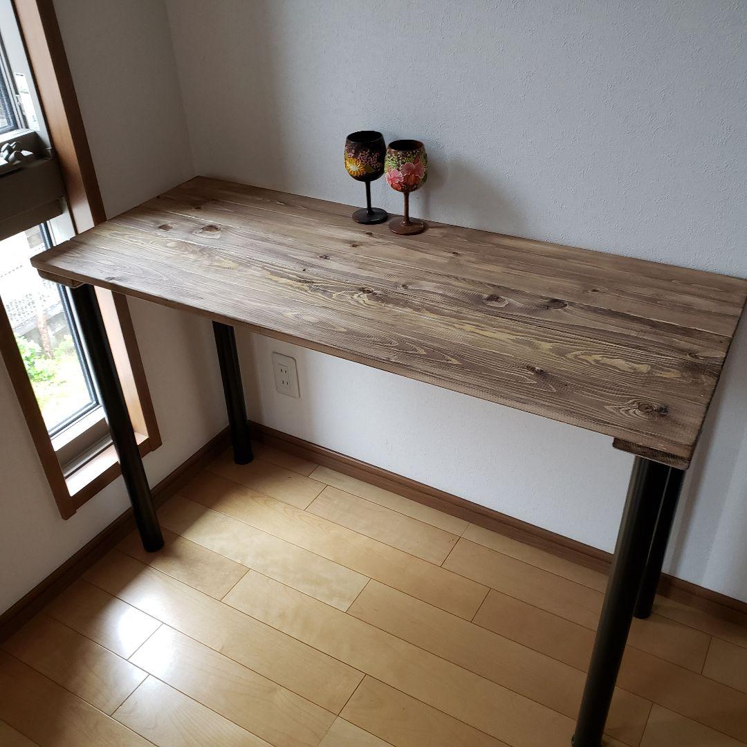 110✕36 カウンターテーブル　ウォールナット　無垢材　アイアン脚