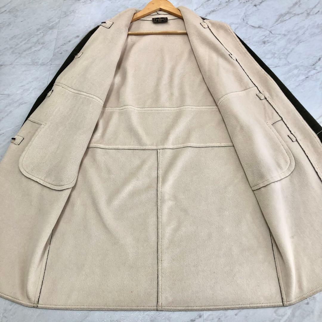 【希少】 FENDI ウール コート ダブルフェイス カーキ ロング 40