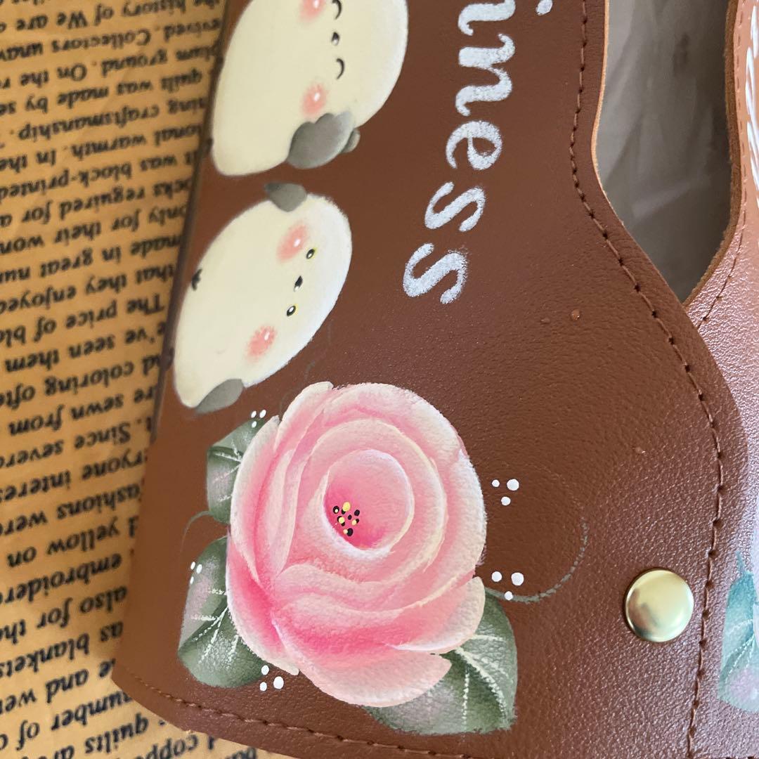 バンブーコースタートレイ。 トールペイント 。薔薇。