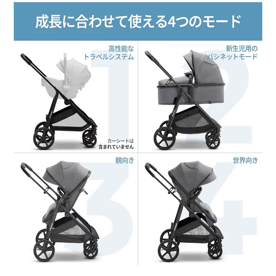 【ほぼ未使用品】Mompush Wiz AB型 コンバーチブル ベビーカー 黒