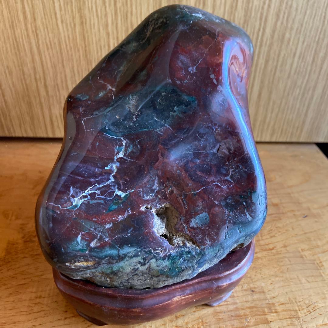 蔵出し！昭和レトロ・アンティーク＊　国産鉱物・天然石置き飾り石・台座付き　＊