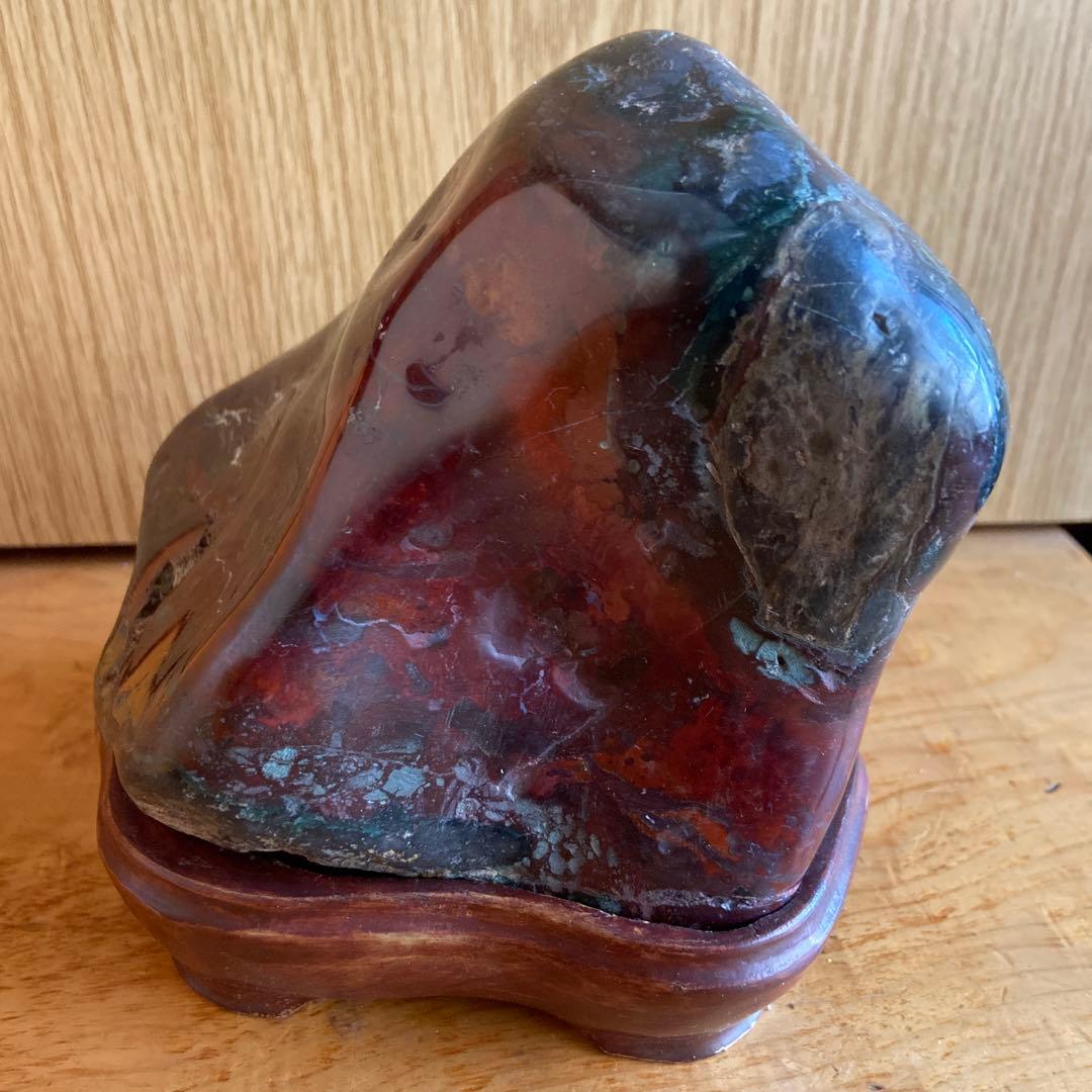 蔵出し！昭和レトロ・アンティーク＊　国産鉱物・天然石置き飾り石・台座付き　＊