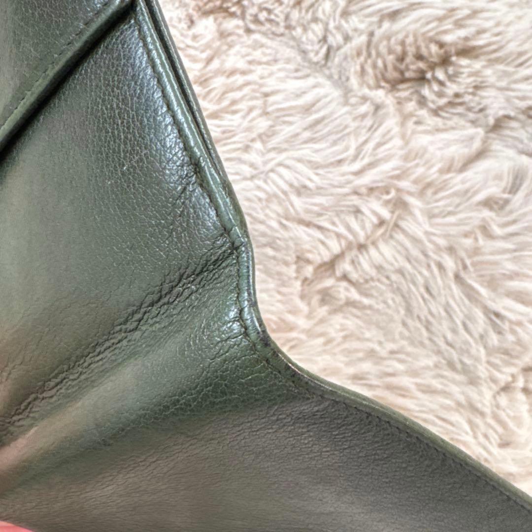 BVLGARI ブルガリ ダークグリーン レザー 二つ折り財布