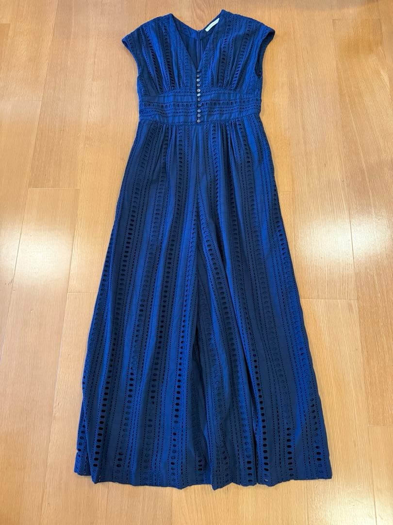 値下ne Quittez pas☆カットワーク　オールインワン☆ネイビー☆美品♪