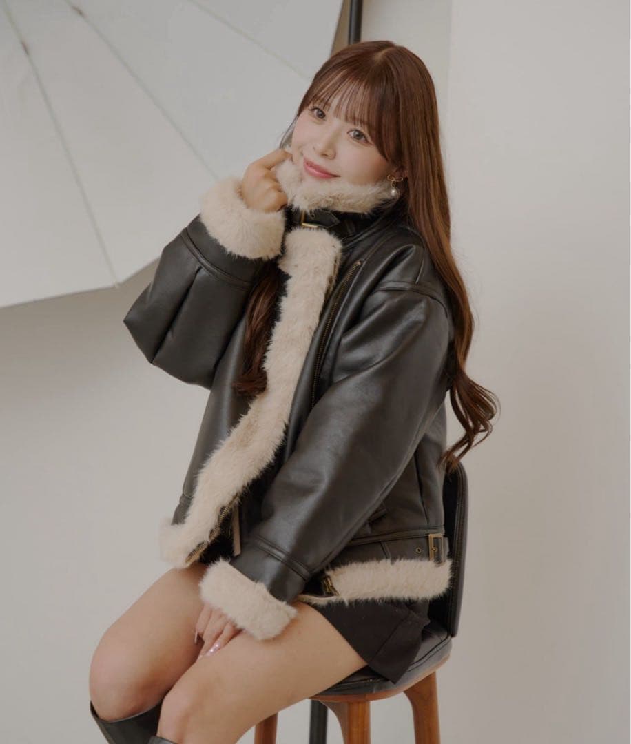 chico チコ ファーライダースショートジャケット ゆっぴコラボ アウター