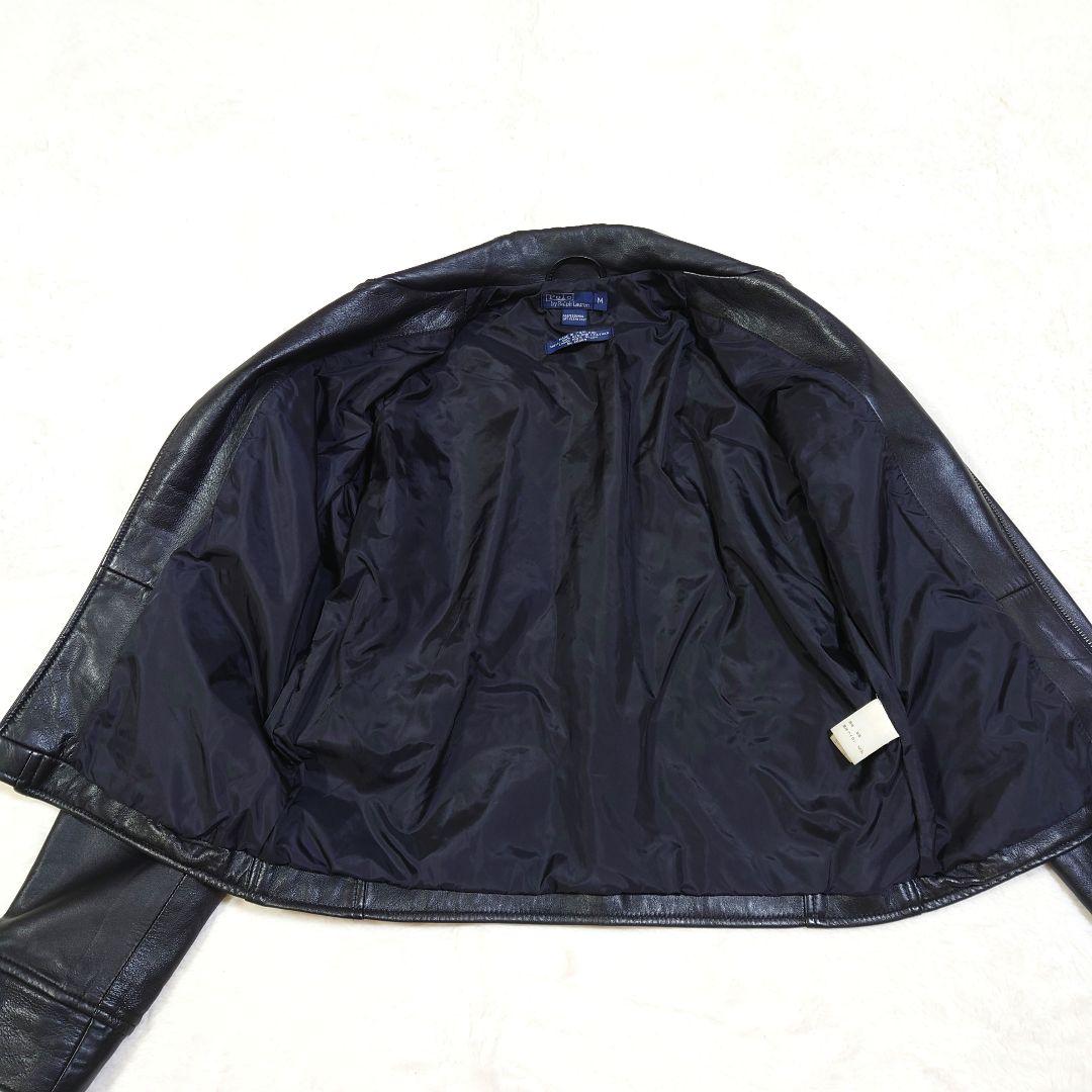 ポロ ラルフローレン ラムレザー セミダブル ライダースジャケット Mサイズ 黒