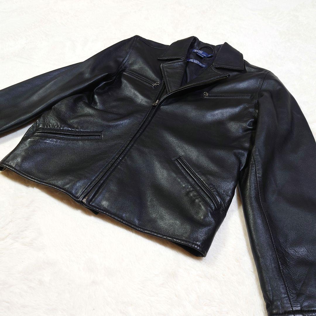 ポロ ラルフローレン ラムレザー セミダブル ライダースジャケット Mサイズ 黒