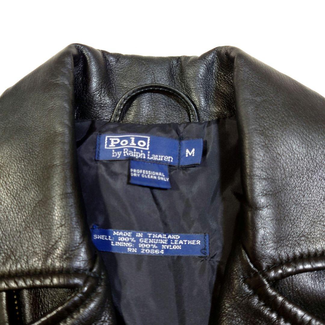 ポロ ラルフローレン ラムレザー セミダブル ライダースジャケット Mサイズ 黒