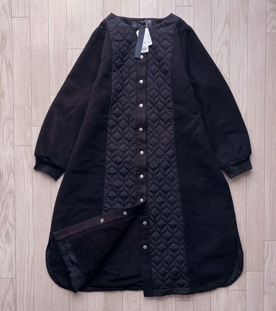 【新品】大きいサイズ 廃盤 コハク 異素材キルティングコート&ボアベストセット