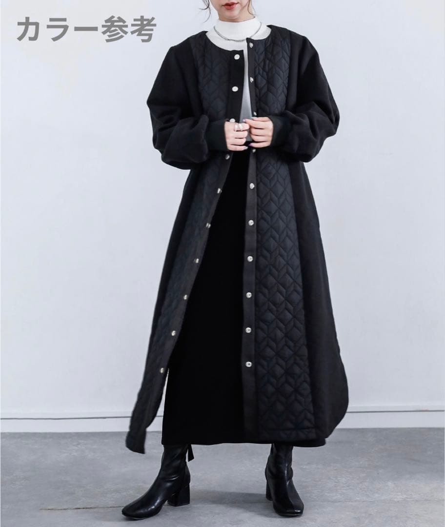 【新品】大きいサイズ 廃盤 コハク 異素材キルティングコート&ボアベストセット