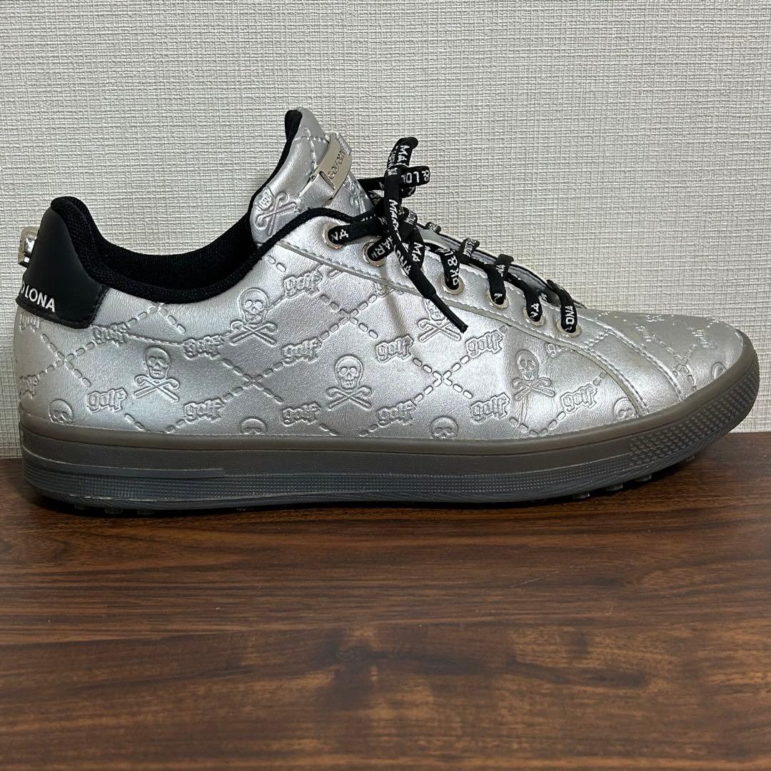 美品 ゴルフシューズ マークアンドロナ MARK&RONA シルバー スカル