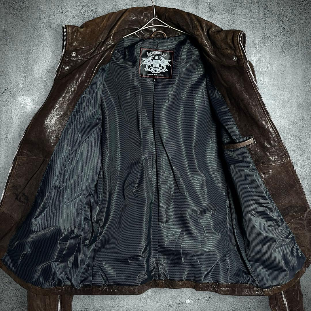 トルネードマート ラムレザー シングルライダースジャケット L