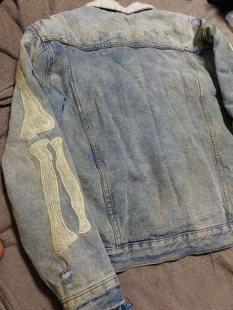 mnml 骨刺繍 デニムジャケット vintage スタジャン スカジャン