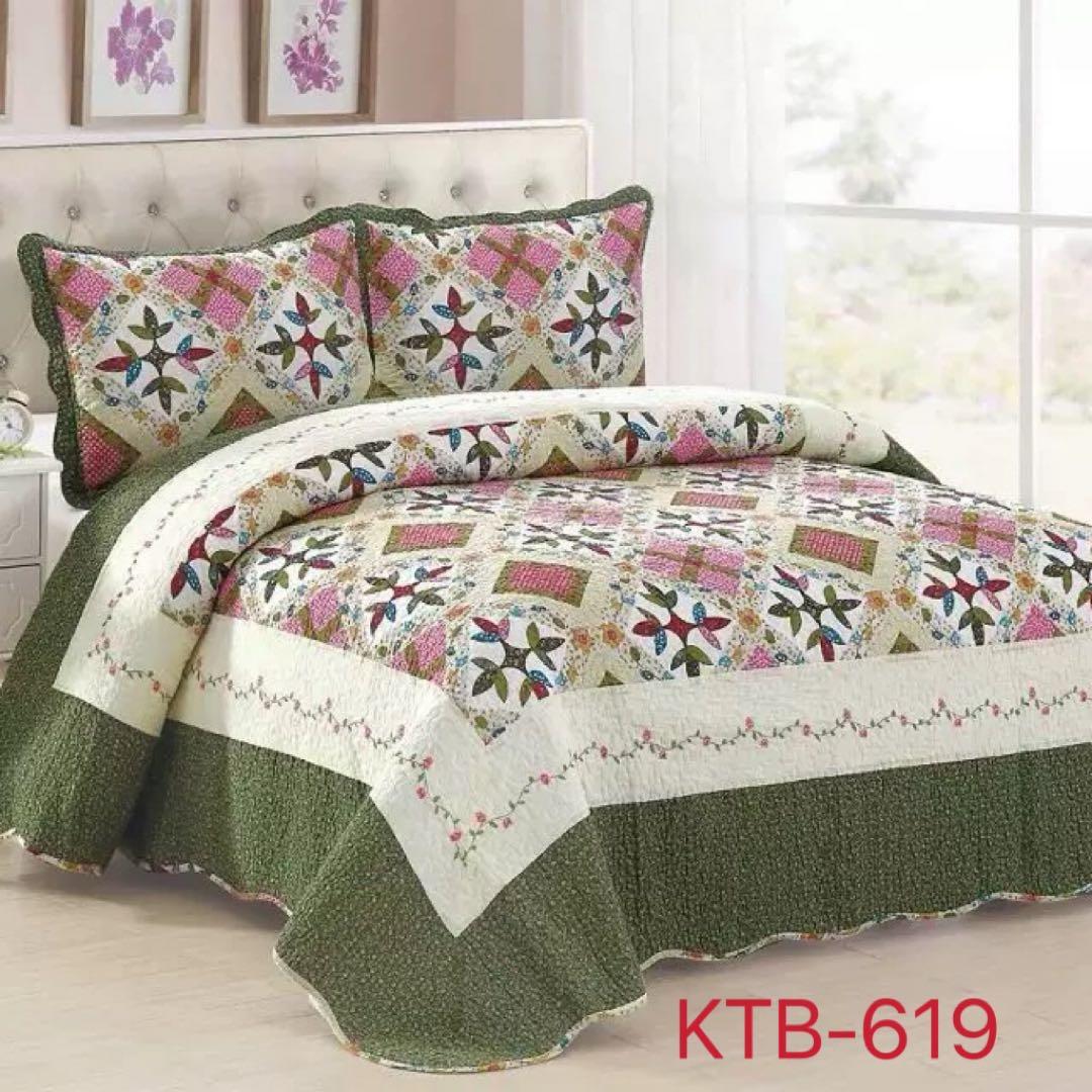 キルトベッドカバー3点セット綿マルチカバー キルティング WET