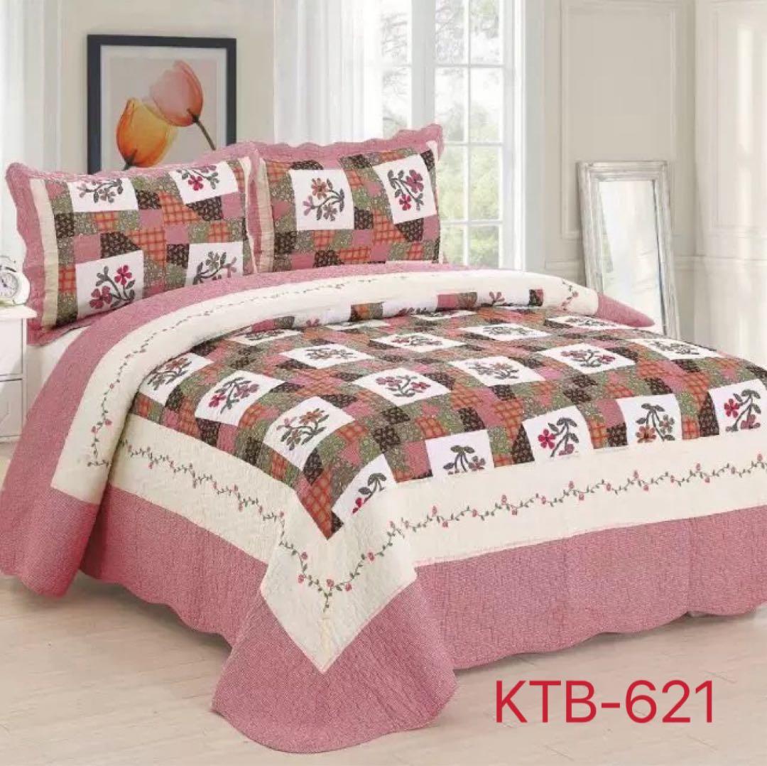 キルトベッドカバー3点セット綿マルチカバー キルティング WET