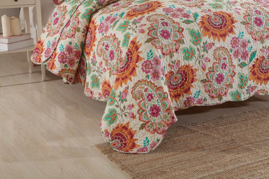 キルトベッドカバー3点セット綿マルチカバー キルティング WET