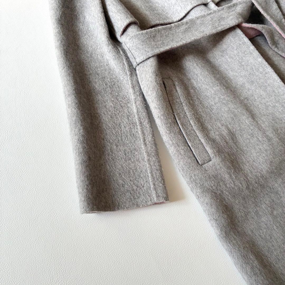 ANAYI　アナイ　近年モデル　ウールリバーコート　ガウンコート　グレーxピンク