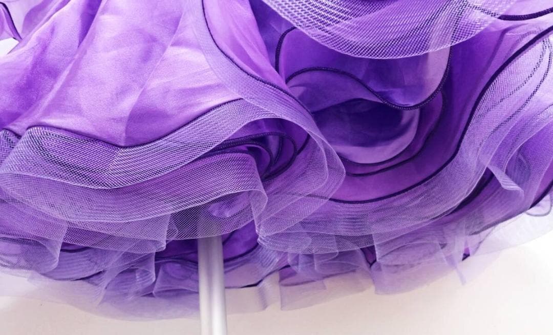 B1456★美品★紫/ピンク花/刺繍/ワンピース/スタンダードドレス☆社交ダンス