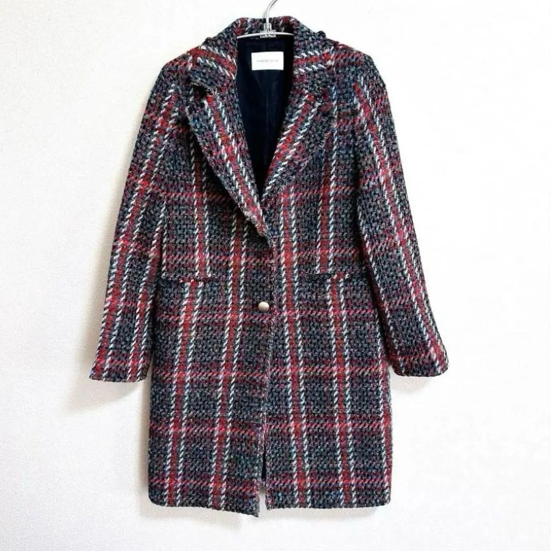 【 ピンキーアンドダイアン 】　ツイード　フリンジ　チェスターコート　テーラード