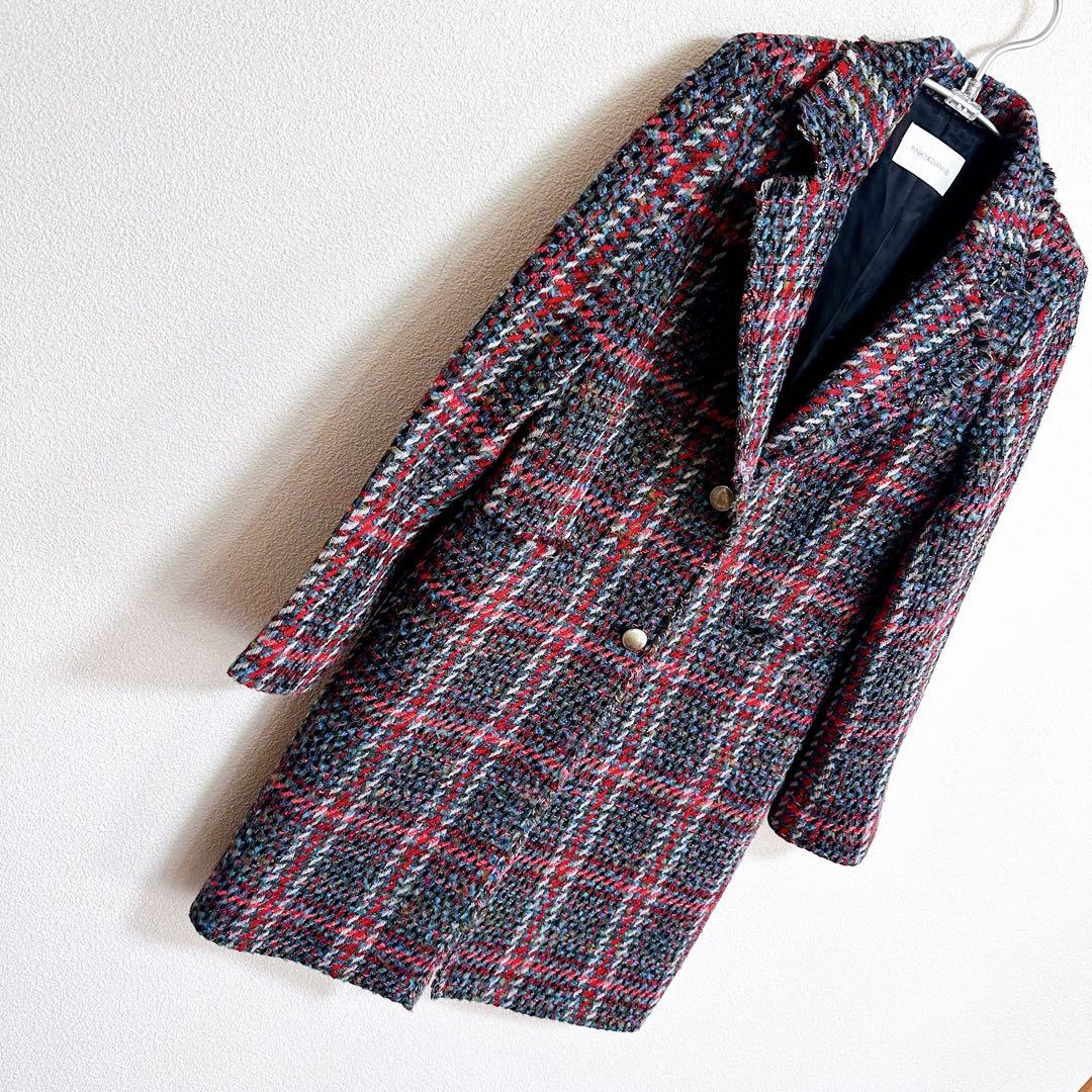 【 ピンキーアンドダイアン 】　ツイード　フリンジ　チェスターコート　テーラード