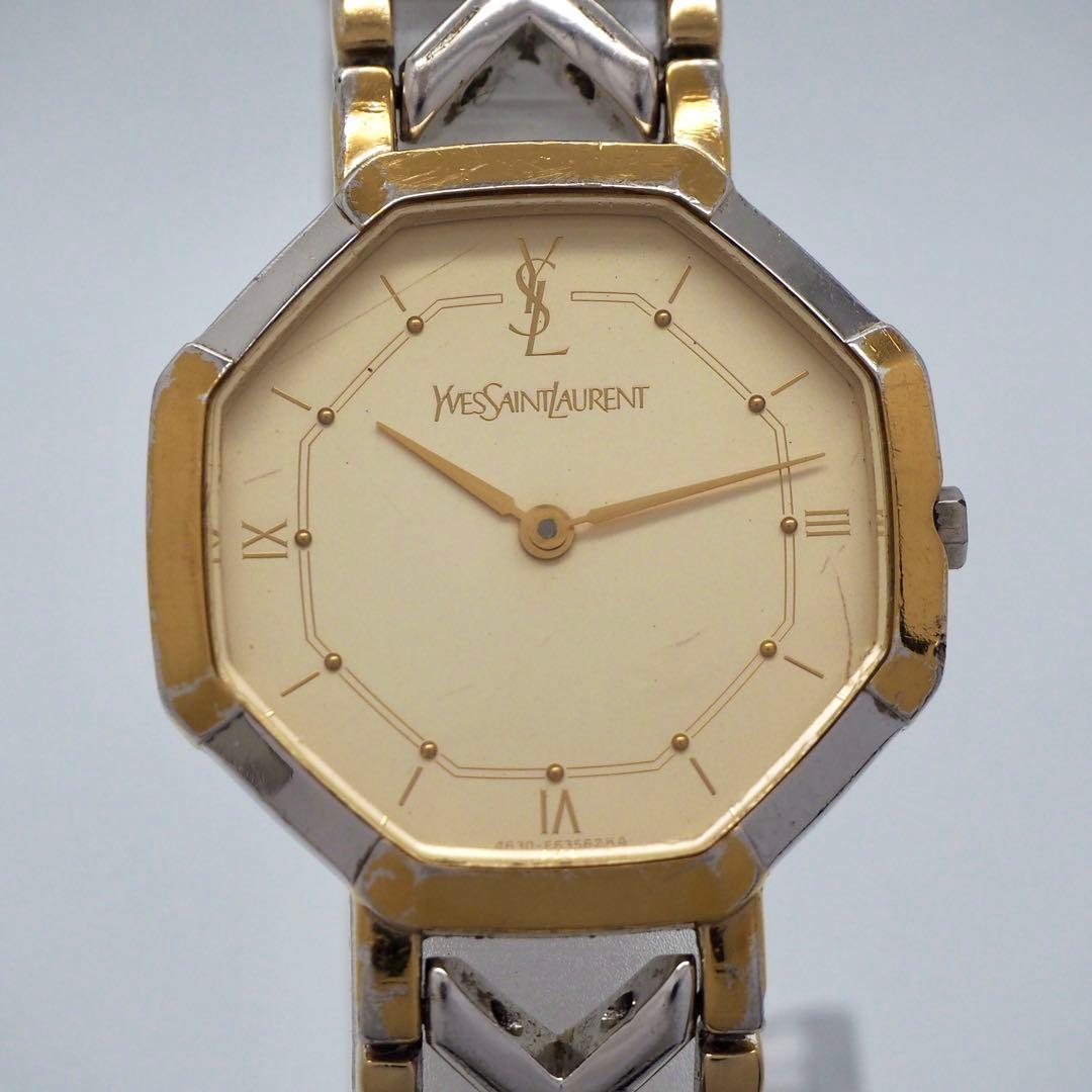 209 稼働 イヴサンローラン　時計 オクタゴン レディース ゴールド　希少