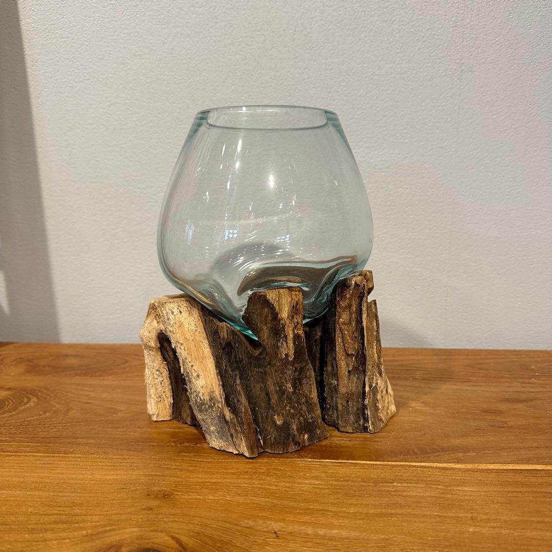 バリ島流木ガラス　w18×d14×h20cm 水槽　アクアリウムメダカ水槽802