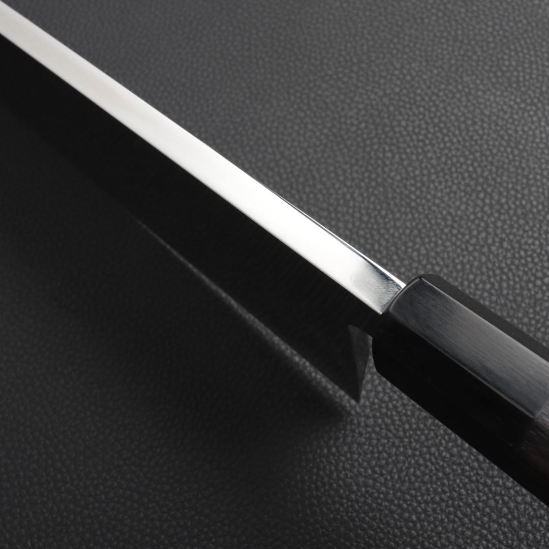10660 出刃包丁 8寸 鏡面仕上げ 刺身包丁 本出刃 黒檀黒水牛角八角柄