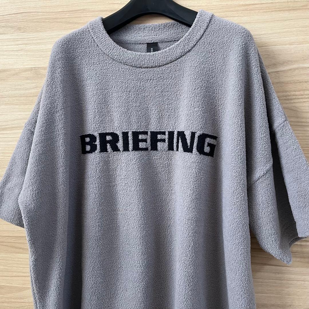 美品★BRIEFING GOLF ROOM もこもこニットTシャツ 灰×黒 M