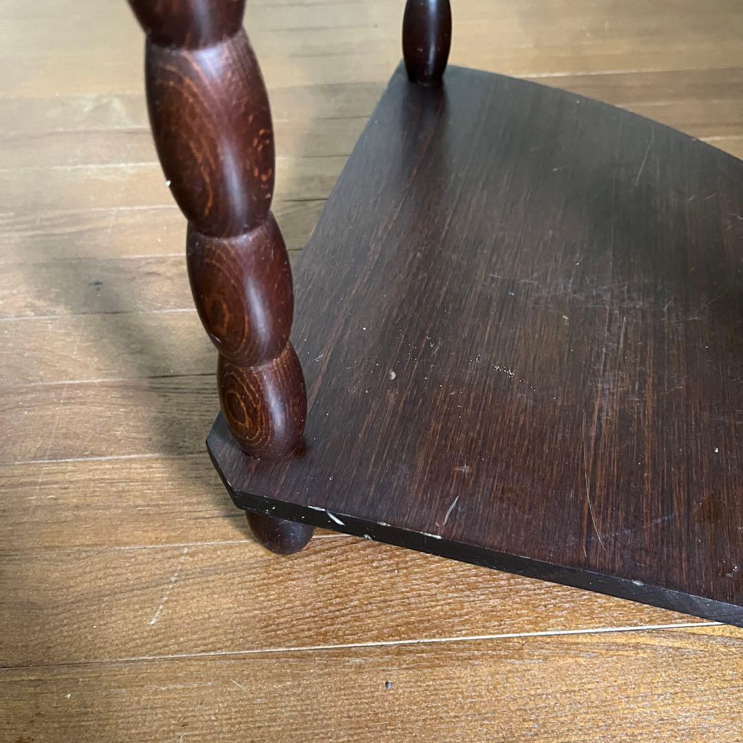 【アンティーク】昭和レトロ 木製 扇形 コーナーラック 3段 コンソールテーブル